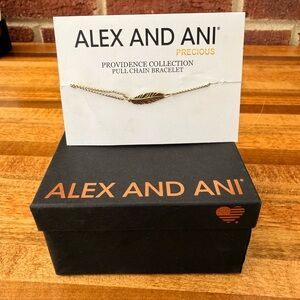 Alex and Ani Gold Feather Pull Chain Bracelet